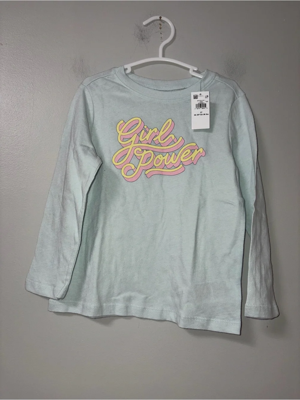 Old Navy Light Blue Girl Power Long Sleeve Tee NWT Girls 3T